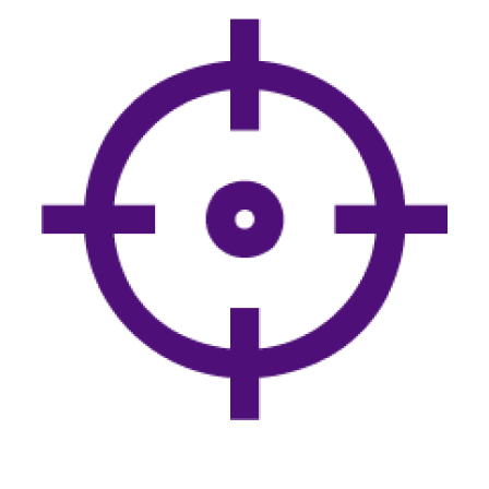 濃い紫色の標的の中心部の形をしたアイコン